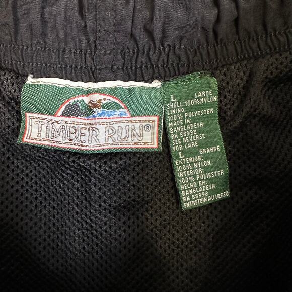 Timber Run Shorts Black Mens L Zip Pockets Elastic Waist Mesh Lined Sports VTG - Picture 6 of 11